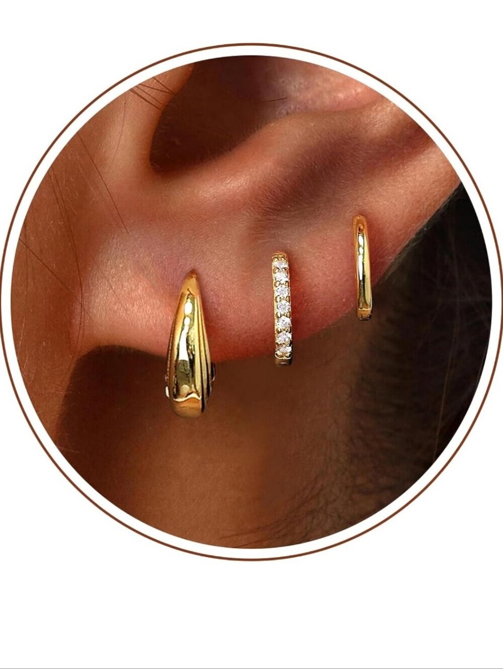 Gold Curved Huggie Earrings Trio - Elegant Women's Jewelry